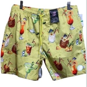 Psycho Tuna shorts NEW large tropical cocktails lemon‎ drop pockets